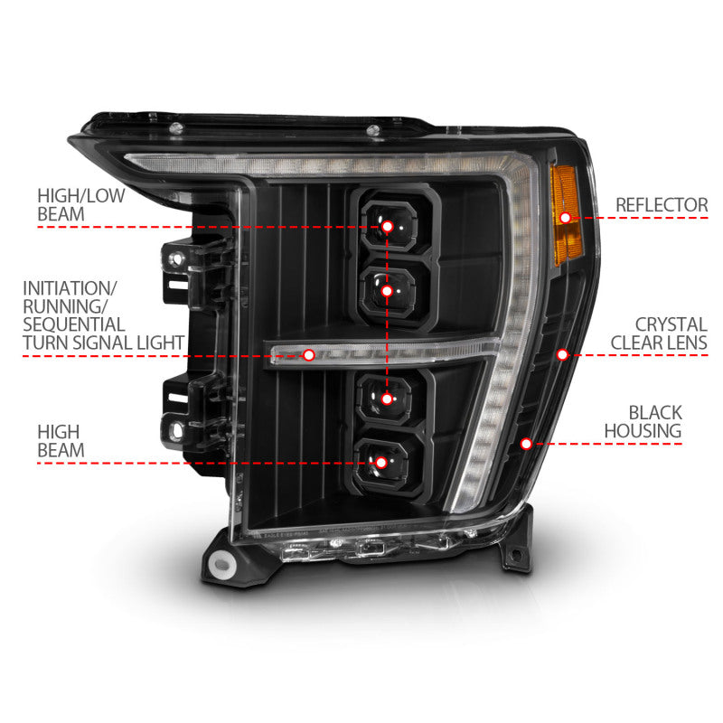 ANZO 2021-2023 Ford F-150 Z-Series LED Projector Headlights (w/Factory Halogen) - Passenger Side