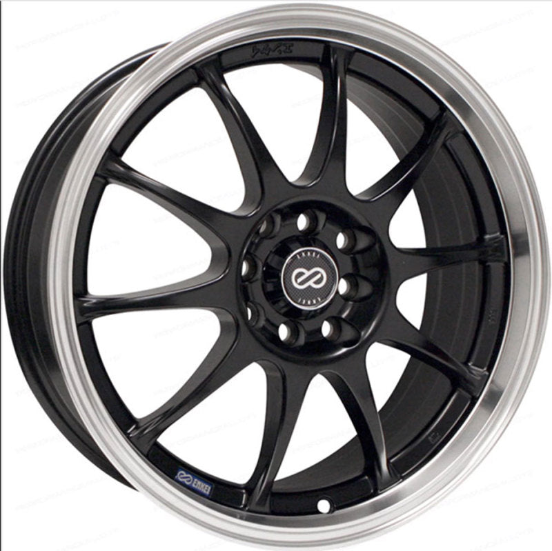 Enkei J10 17x7 4x100/108 42mm Offset 72.62mm Bore Dia Matte Black with Machined Lip Wheel