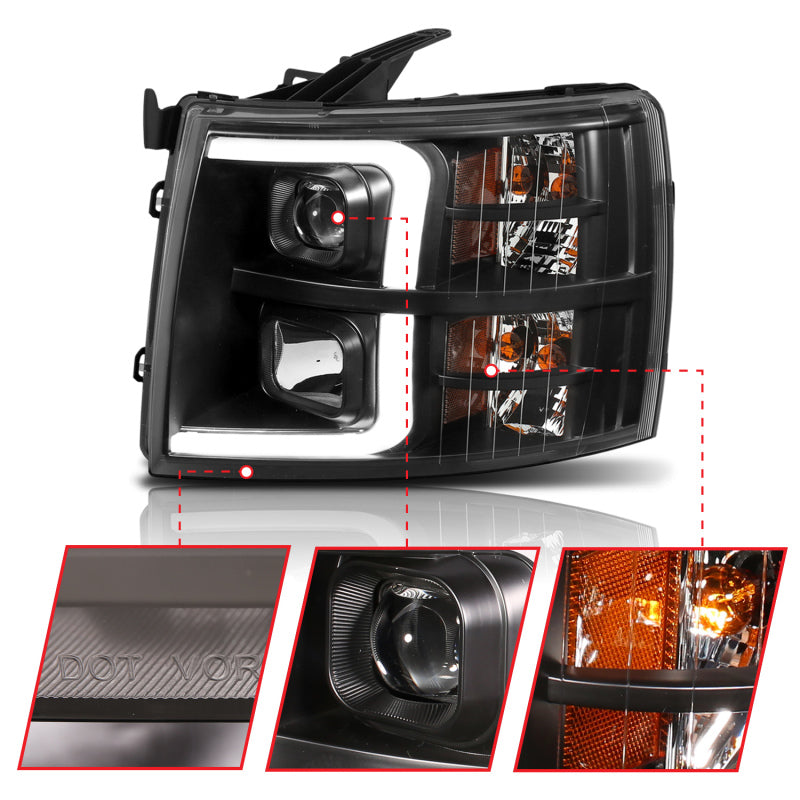 ANZO 2007-2014 Chevrolet Silverado 2500 HD LED Projector Headlights