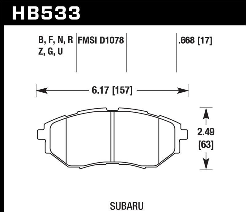 Hawk Performance HB533U.668 DTC-70 Motorsport Brake Pads