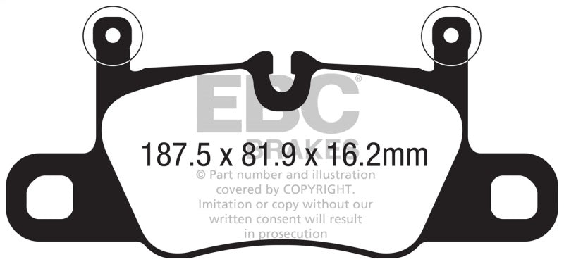EBC 2016+ Porsche 911 (991/2 w/Cast Iron Rotors) 3.0TT Carrera Yellowstuff Rear Brake Pads DP42371R
