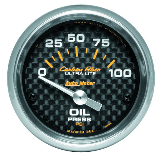 AutoMeter 4727 Carbon Fiber 52mm 100 PSI Electronic Oil Pressure Gauge