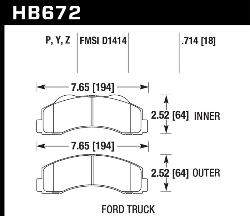 Hawk Performance HB672Y.714 LTS Light Truck and SUV Street Brake Pads