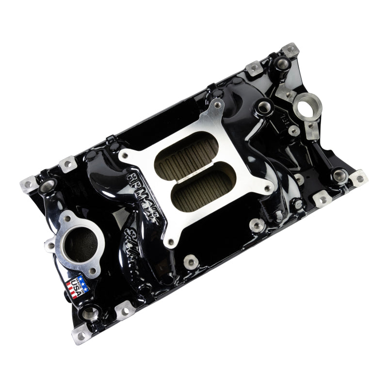 Edelbrock 7516-BP RPM Air-Gap Manifold for Small-Block Chevrolet Vortec - Black Plasma Finish