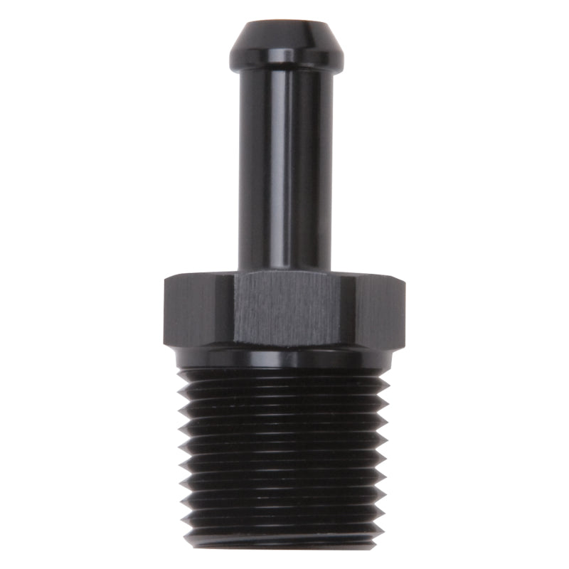 Edelbrock 8185 Hose Fittings Straight 1/2 in NPT to 3/8 in Barb Black Anodized