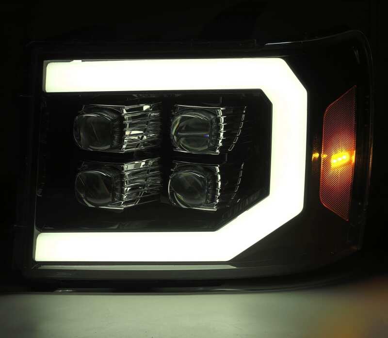 AlphaRex 880607 07-14 GMC 2500 HD NOVA LED Projector Headlight Plank Style Matte Black w/Activation Light/Sequential Signal/DRL