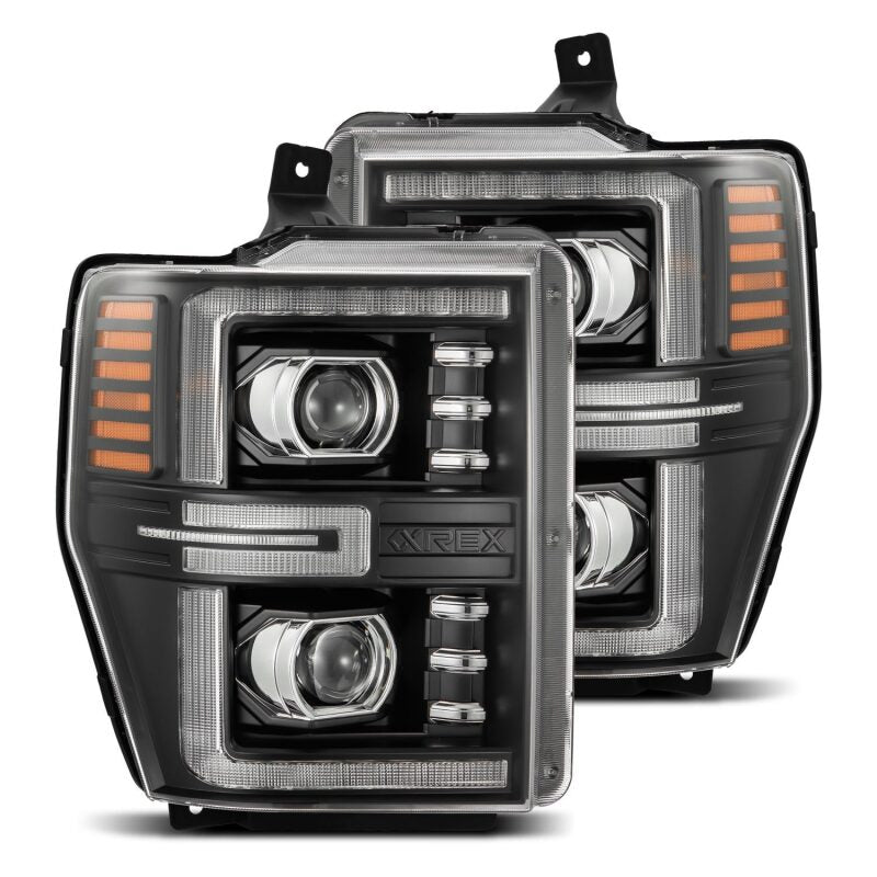 AlphaRex 880312 08-10 Ford F250-550 LUXX-Series LED Projector Headlights Black w/Activation Light/Sequential Signal