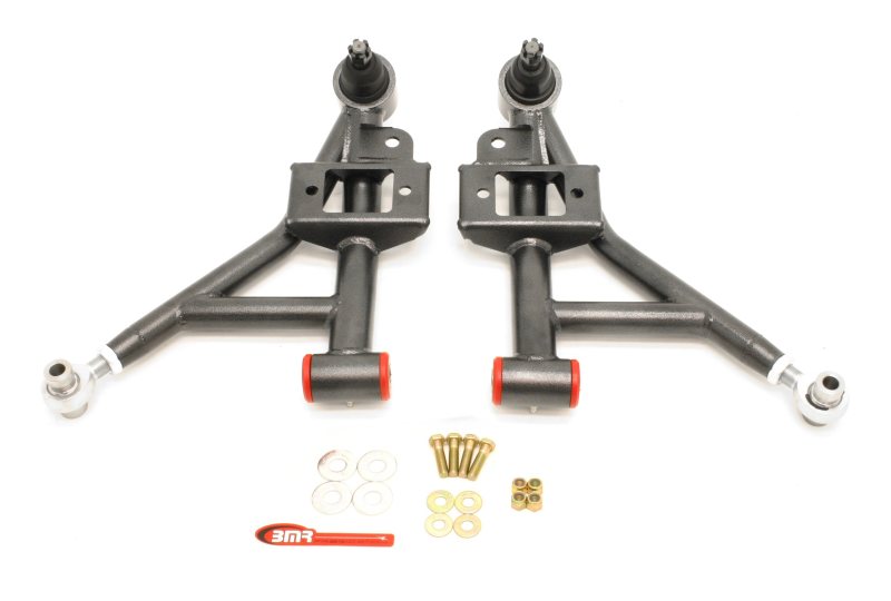 BMR 93-02 F-Body Adj. Lower A-Arms Poly/Rod End Combo (1in Lowering) - Black Hammertone