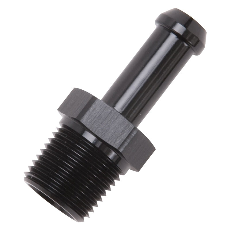 Edelbrock 8117 Hose End Straight 3/8 in NPT to 3/8 in Barb Black Anodized