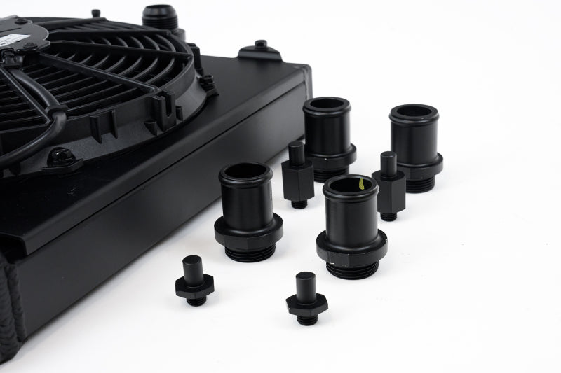 CSF 2858XB Univ Half Radiator w/ -16AN & Slip-On Fittings/ 12in Black Finish
