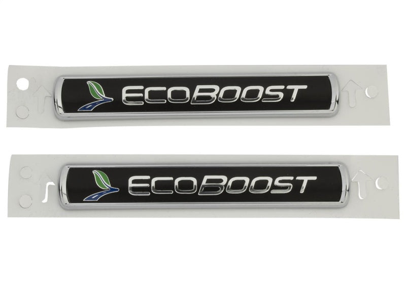 Ford Racing Black/Silver for EcoBoost Emblem 3-1/2in x 9/16in - Set of 2
