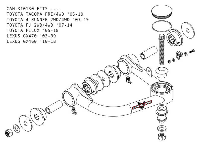 Camburg Engineering CAM-310130 Uniball UCA with Covers for 2003-2023 Toyota Tacoma / 4Runner / FJ Cruiser (PreRunner and 4WD)