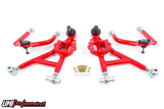 UMI Performance 230010-R Front A-Arms Adjustable Drag Red for 1993-2002 F-Body