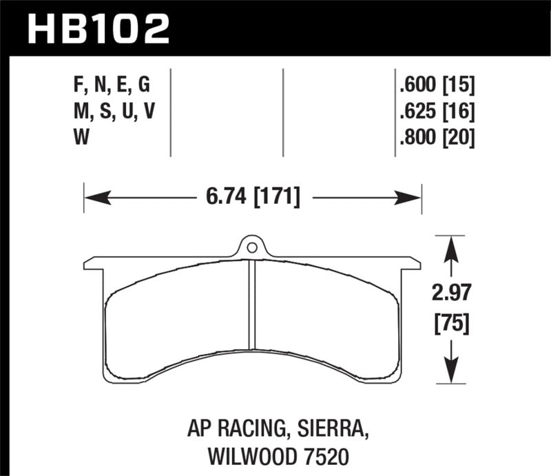 Hawk Performance HB102W.600 DTC-30 Motorsport Brake Pads