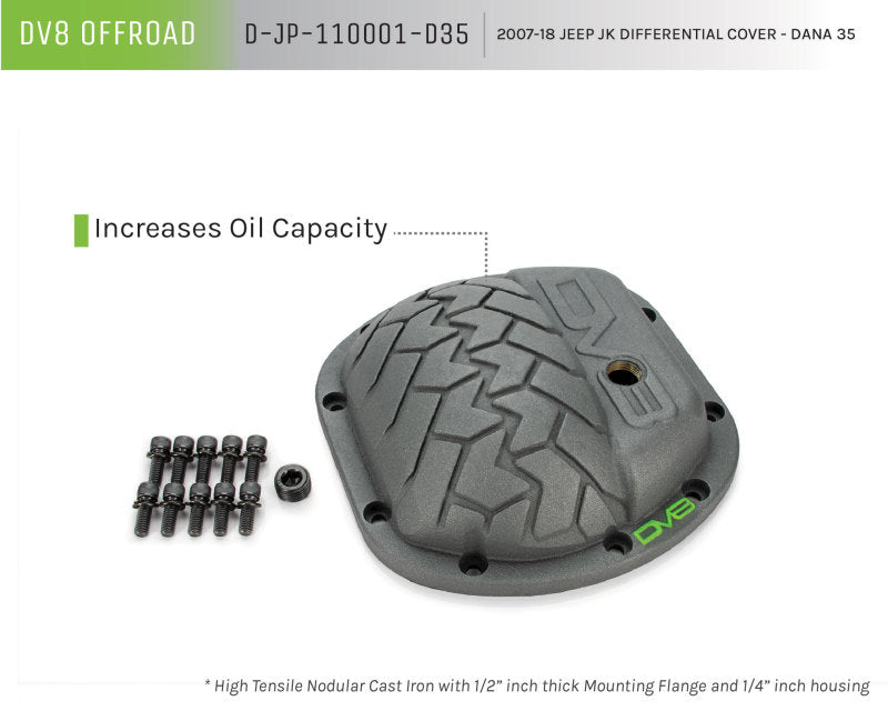 DV8 Offroad HD Dana 35 Diff Cover Cast Iron Gray Powdercoat - #D-JP-110001-D35