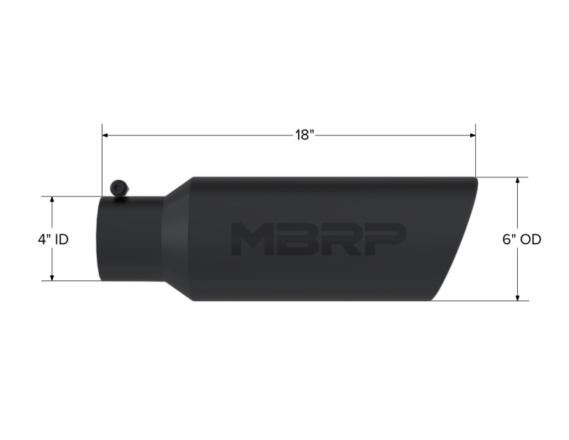 MBRP T5130BLK Black Finish 4in Inlet 18in Length 6in Outer Diameter Rolled End E...