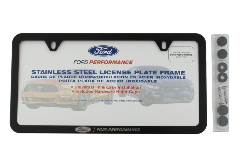 Ford Racing Slim License Plate Frame - Black Stainless Steel
