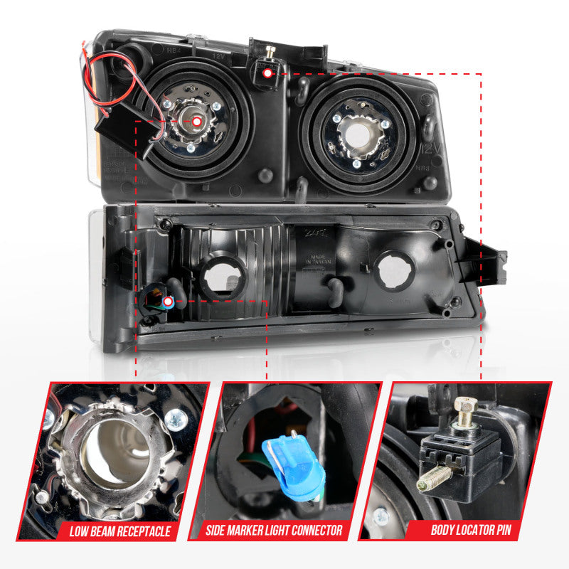 ANZO 2003-2006 Chevrolet Avalanche 1500 Crystal Headlights