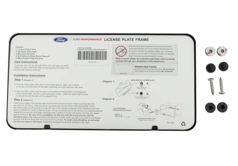 Ford Racing Slim License Plate Frame - Black Stainless Steel