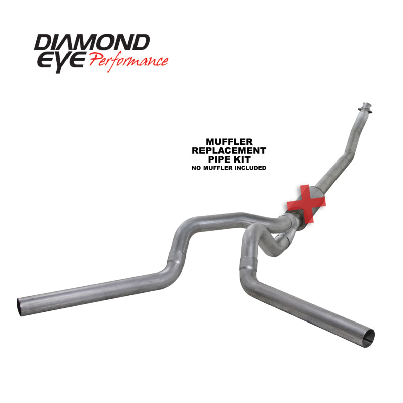 Diamond Eye K4214A-RP 4in Turbo-Back Exhaust Muffler Replacement Pipe - 1994-2002 Dodge Ram 2500/3500 | Aluminized