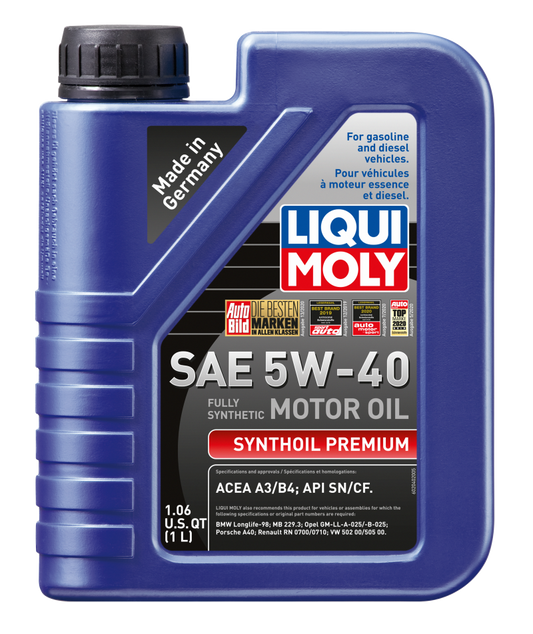 LIQUI MOLY 1L Synthoil Premium Motor Oil SAE 5W-40 (2040) - Pack of 12