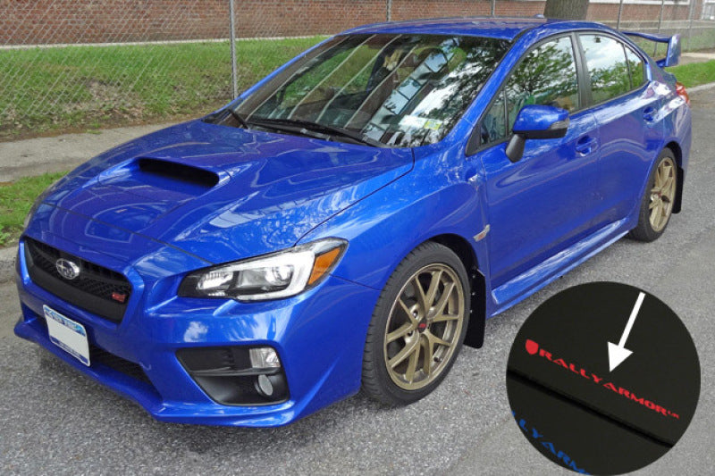 Rally Armor UR Mud Flaps - 2015-2021 Subaru WRX / WRX STI - Black/Red Logo - #MF32-UR-BLK/RD