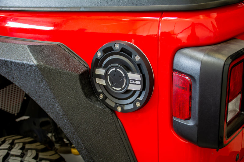 DV8 Offroad 2018+ Jeep JL Aluminum Fuel Door for 20-Pres Wrangler - #D-JL-190004-MIL