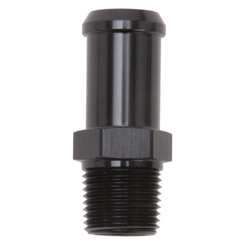 Edelbrock 8187 Hose End Straight 3/8 in NPT to 5/8 in Barb Black Anodized