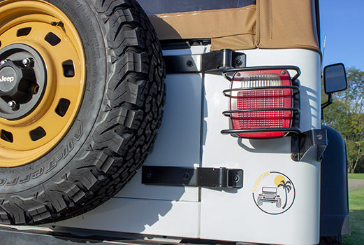 Kentrol 50460 Tailgate Tire Stop for 1976-1995 Jeep CJ Wrangler YJ - Powdercoat Black