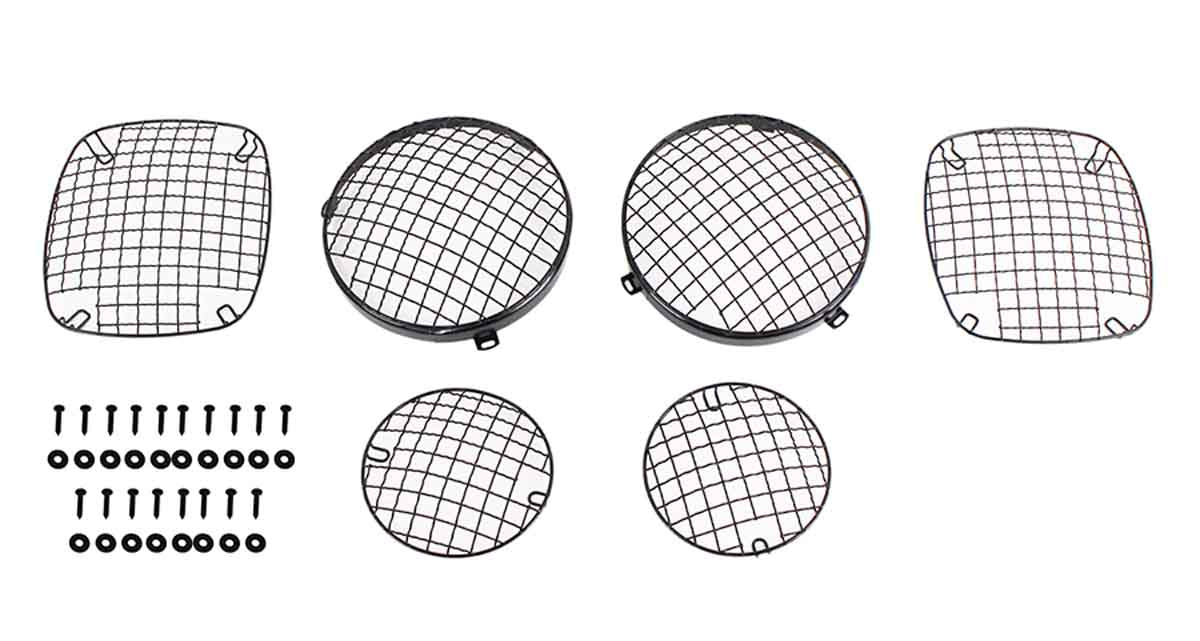 Kentrol 50465 Wire Mesh Light Guard Set 6 Piece for 1976-1986 Jeep CJ5 CJ7 CJ8 - Powdercoat Black