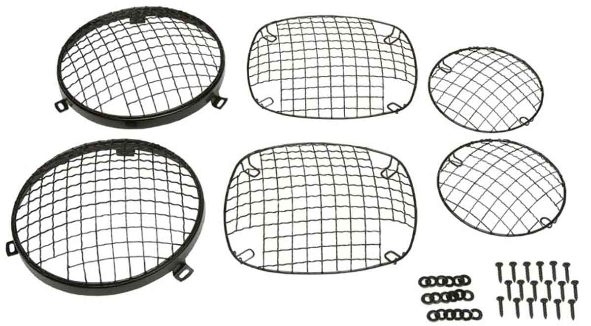 Kentrol 50465 Wire Mesh Light Guard Set 6 Piece for 1976-1986 Jeep CJ5 CJ7 CJ8 - Powdercoat Black