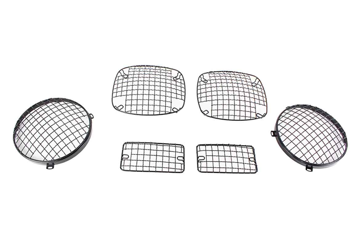 Kentrol 50488 Wire Mesh Light Guard Set 6 Piece for 1997-2006 Jeep Wrangler TJ LJ - Powdercoat Black