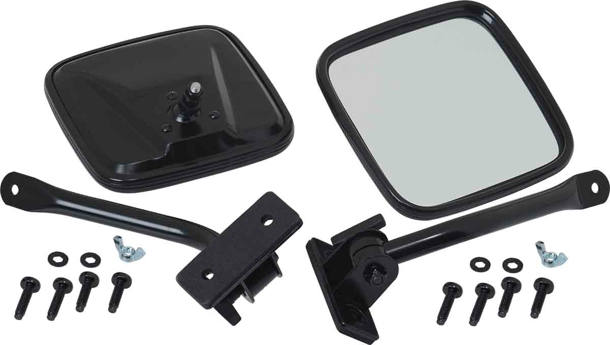 Kentrol 50496 E-Z Detach Side Mirrors Pair for 1997-2018 Jeep Wrangler TJ LJ JK - Powdercoat Black