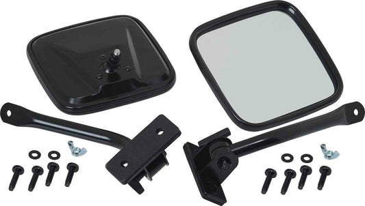 Kentrol 50496 E-Z Detach Side Mirrors Pair for 1997-2018 Jeep Wrangler TJ LJ JK - Powdercoat Black