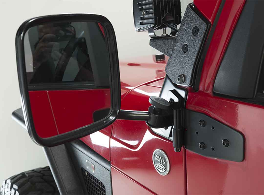Kentrol 50496 E-Z Detach Side Mirrors Pair for 1997-2018 Jeep Wrangler TJ LJ JK - Powdercoat Black