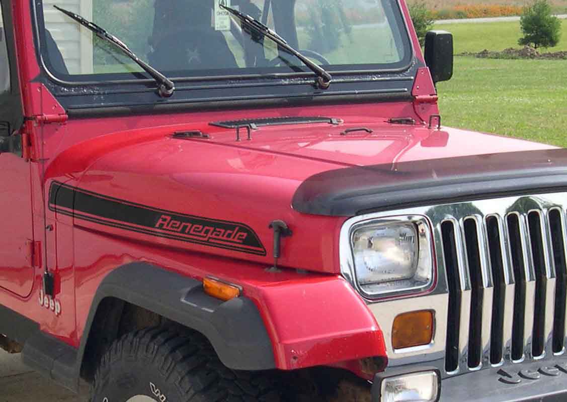 Kentrol 50570 Hood Kit with TJ Style Catch for 1978-1995 Jeep CJ Wrangler YJ - Powdercoat Black