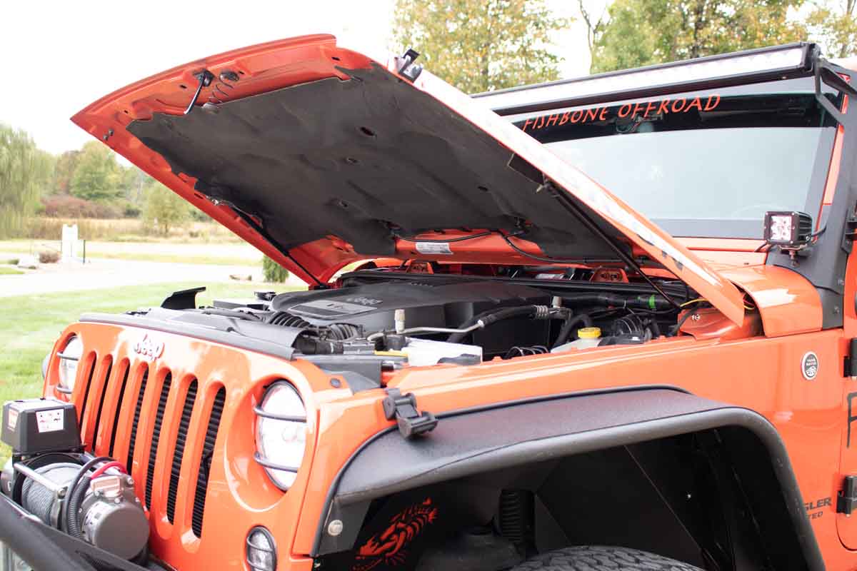 Kentrol 50730 Hood Lift Supports for 2007-2018 Jeep Wrangler JK - Powdercoat Black