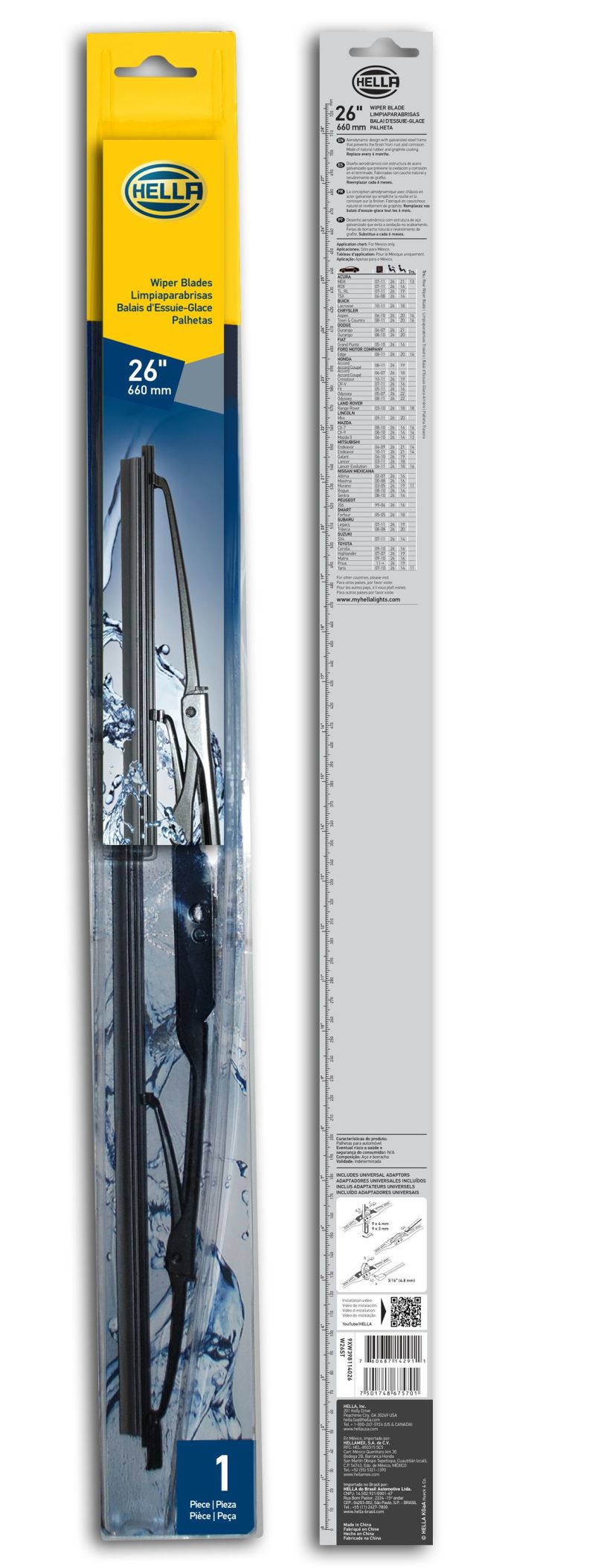 HELLA 9XW398114026 Standard Wiper Blade 26in Single