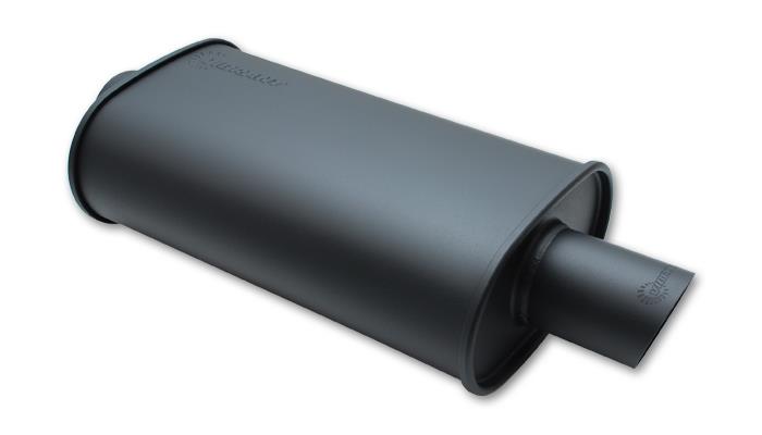 Vibrant StreetPower FLAT BLACK Oval Muffler with Single 3in Outlet - 3in inlet