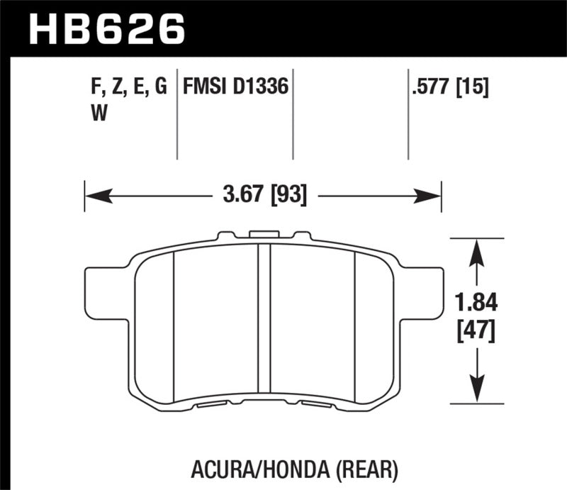 Hawk Performance HB626Z.577 Performance Ceramic Street Brake Pads