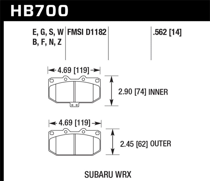 Hawk Performance HB700Z.562 Performance Ceramic Street Brake Pads