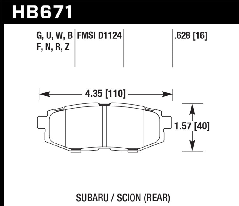 Hawk Performance HB671S.628 HT-10 Motorsport Brake Pads