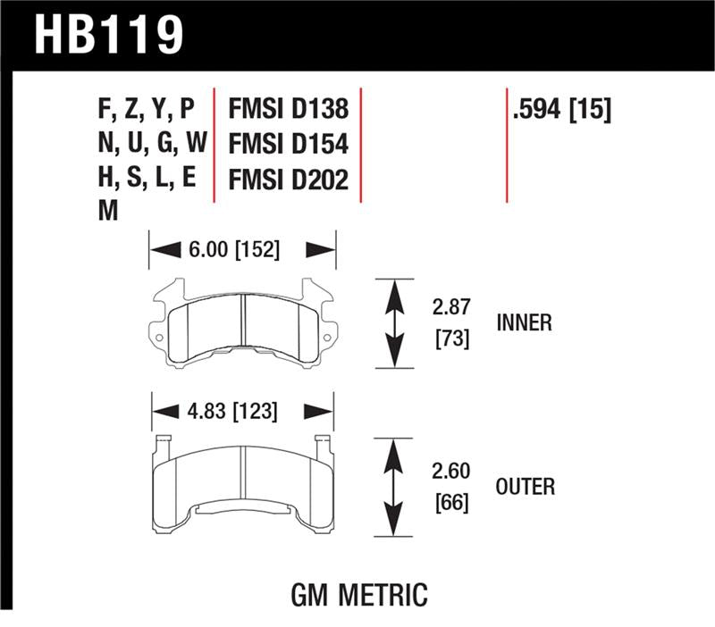 Hawk Performance HB119E.594 Blue 9012 Motorsport Brake Pads