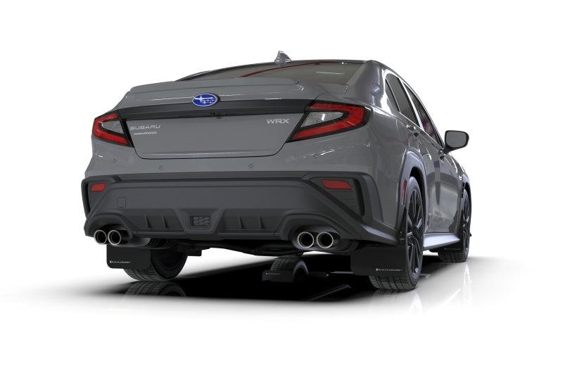 Rally Armor Mud Flaps - 2022-2025 Subaru WRX - RAL UR Blk Flap/Met. Blk Logo - #MF92-UR-BLK/MBK