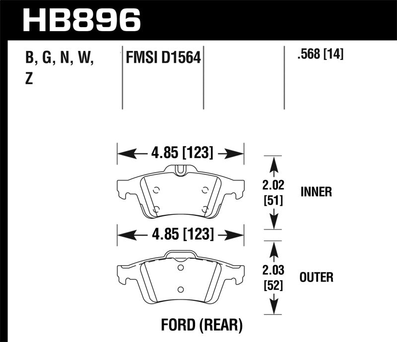 Hawk Performance HB896B.568 HPS 5.0 Street Brake Pads