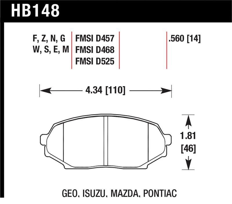 Hawk Performance HB148C.560 HPX Motorsport Brake Pads