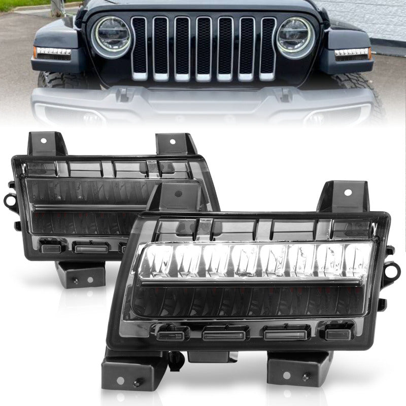 ANZO 2018-2026 Jeep Wrangler LED Side Markers Chrome Housing Smoke Lens w/ Seq. Signal Sport Bulb
