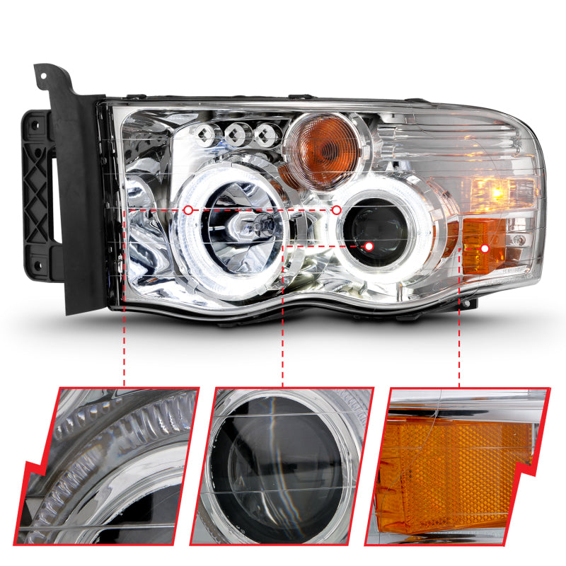 ANZO 2002-2005 Dodge Ram 1500 LED Projector Headlights