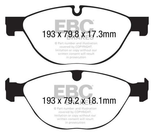 EBC 13+ Jaguar F-Type (Cast Iron Only) 3.0 Supercharged (380) Perf Pkg Yellowstuff Front Brake Pads DP42191R