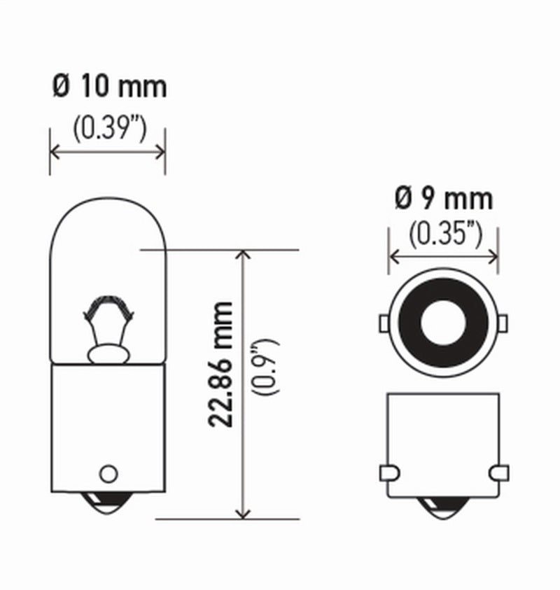 HELLA 3893TB 3893 12V 4W BA9s T2.75 Bulbs Pair